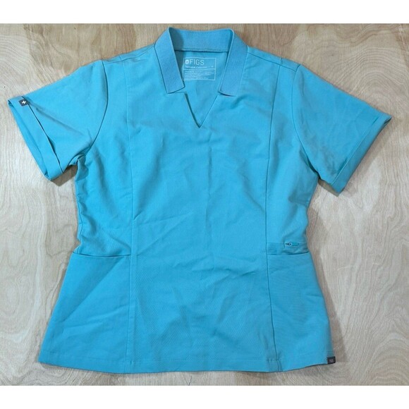 Figs Scrub Top Inala Medium Regular Aqua 3 Pockets - Picture 1 of 12